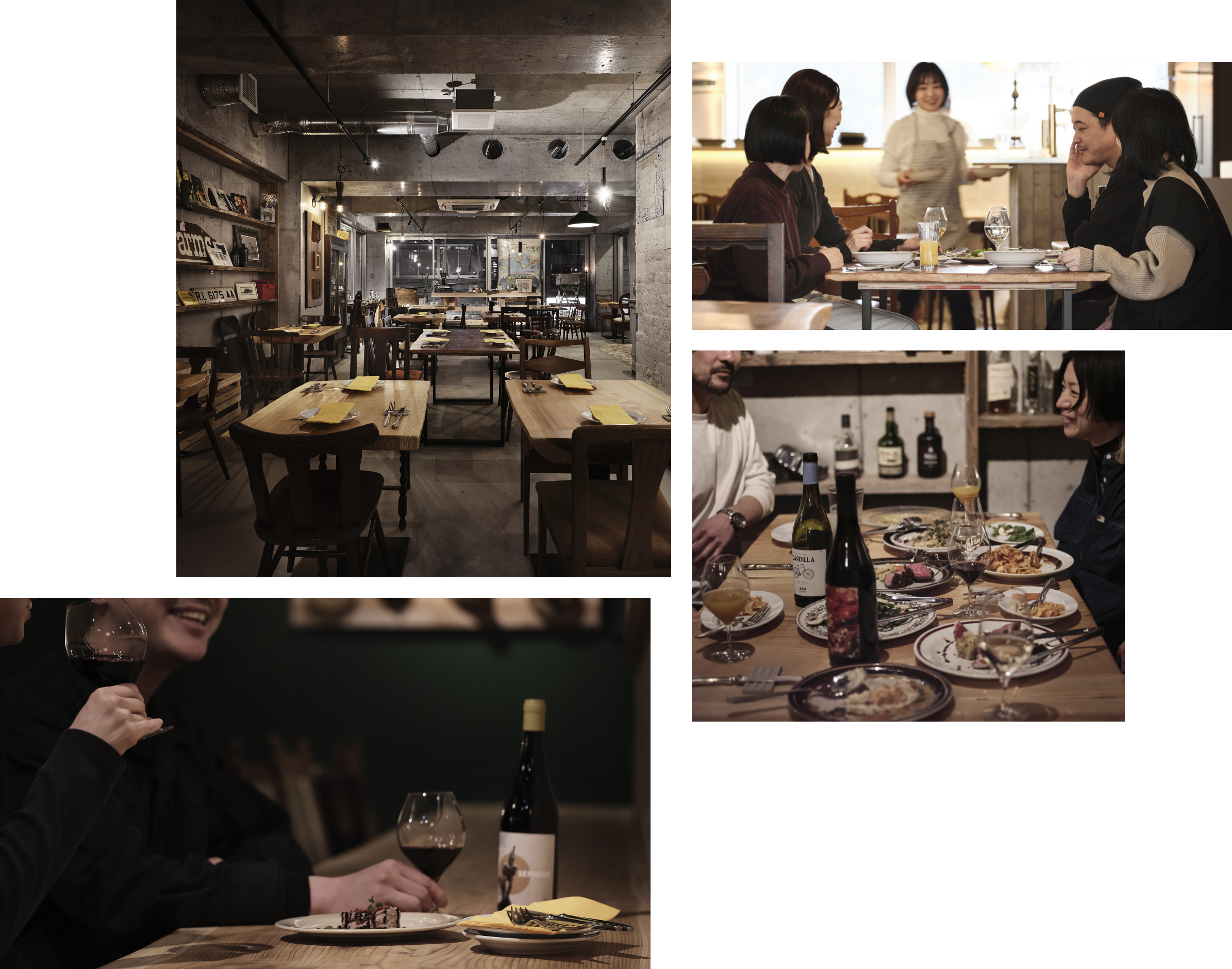 店内や料理を囲んで談笑している様子