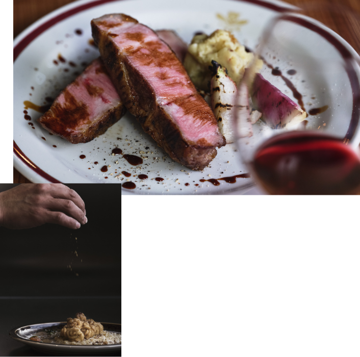 千葉県産ダイヤモンドポークの肩ロースと赤ワイン, 真鱈白子ソテー